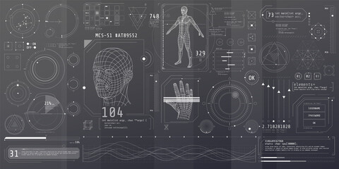 A set of thin elements on the topic of Bio Scanning.