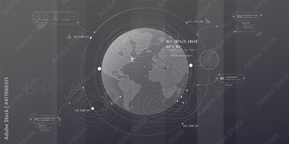 Poster design of a futuristic software interface for planetary search.