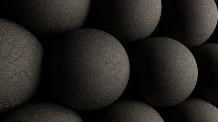 3d render black textured spheres