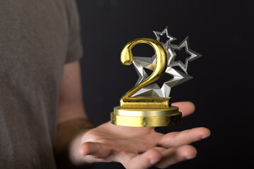 2 ceremony award in hand 3d