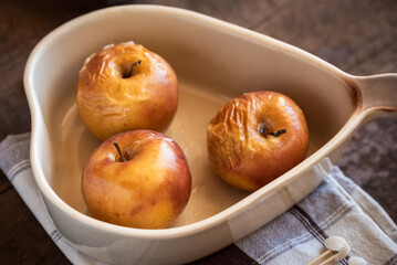Baked apples. Homemade oven dietary fruit dessert