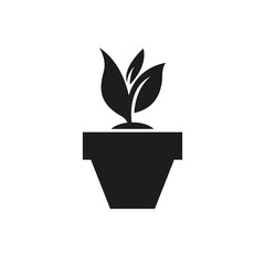 Icon of a potted plant. Simple vector illustration on a white background