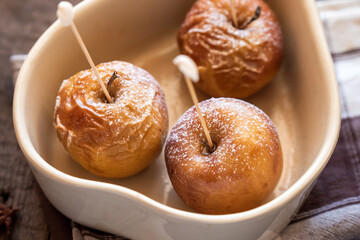 Baked apples. Homemade oven dietary fruit dessert