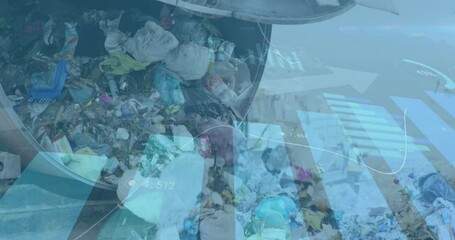 Animation of financial data processing over a garbage dump - Powered by Adobe