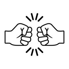 Fist bumping. Two human hands giving fist bump . Flat style vector illustration