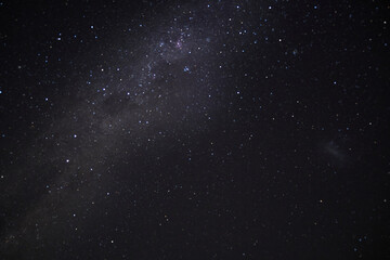 Fototapeta na wymiar a long exposure of the dark sky with the stars