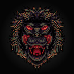 spooky gorilla head illustration