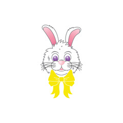 Happy, fluffy bunny rabbit head graphic illustration