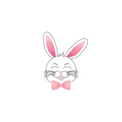 Laughing bunny rabbit head graphic illustration
