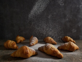 Closeup Fresh mini croissants