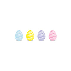 Easter eggs with a tonal swirl pattern, isolated on white