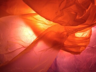 abstract orange background from plastic bag