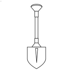  vector simple drawing thin line abstract logo icon shovel isolated black on white background