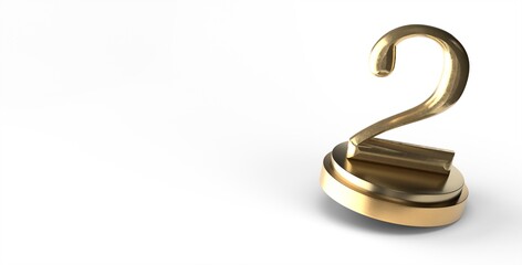 2nd award prize isolated in 3d