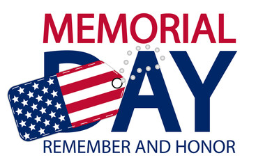 Memorial day with usa flag soldier badge, vector art illustration.