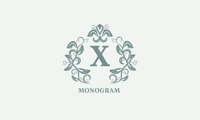 Decorative vector monogram with the initial letter X. Exquisite logo for cafe, bar, restaurant, invitation. Business style or company brand.