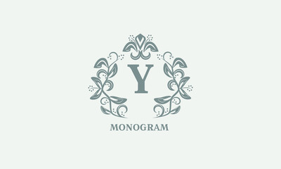 Decorative vector monogram with the initial letter Y. Exquisite logo for cafe, bar, restaurant, invitation. Business style or company brand.