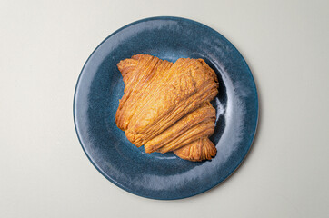 Croissants with strawberries and chocolate. High quality photo