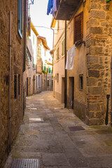 Fototapeta premium A street in the historic medieval village of Santa Fiora in Grosseto Province, Tuscany, Italy 