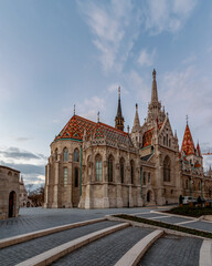 Obraz premium Famous religious monument building in Buda royal palace Budapest city. Next to Fishermans bastion in Buda royal castle.