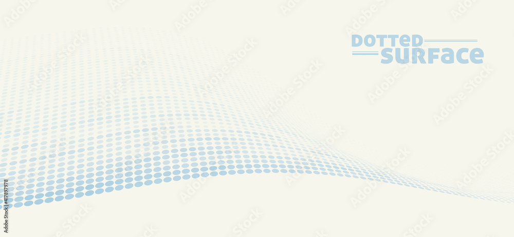 Poster disappearing dotted surface on paper color background. minimal graphic