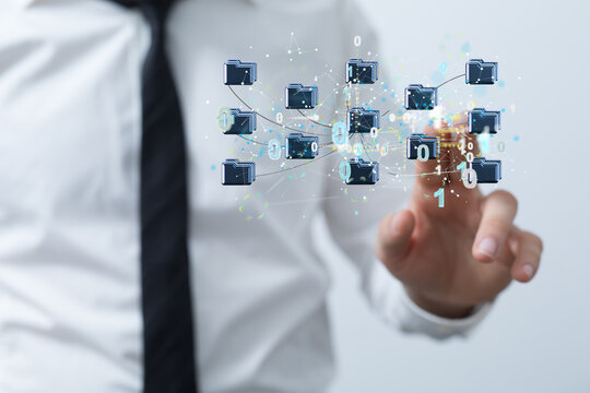 Cloud technology. Polygonal wireframe art looks like constellation - Powered by Adobe