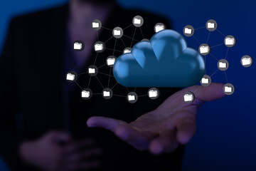 Cloud technology. Integrated digital web concept background