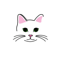Hand drawn trendy illustration of a cute cat. Linear abstract fashion illustration. Suitable for logo, print. Vector