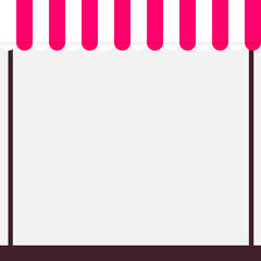 Abstract background with striped shop awning with copy space for text, shopping poster design template, landing page for online store, vector illustration