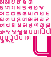 For Indian language Gujarati, handmade font, the typeface for all alphabets.