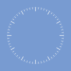 clock face blank on blue background flat style Vector illustration.