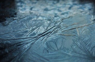 frost on the dark glass