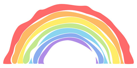A seven-color rainbow, a real child's rainbow. For children's rooms, toys, prints, etc. Isolated on a white background