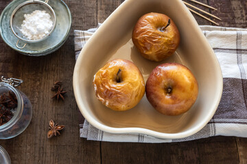 Baked apples. Homemade oven dietary fruit dessert