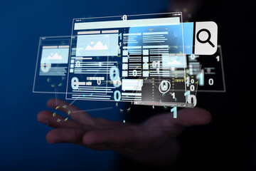 virtual develop interface web application in hand