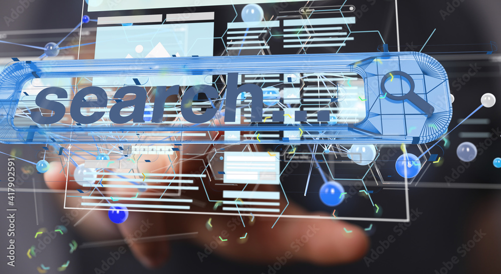 Wall mural web develop interface web application in hand