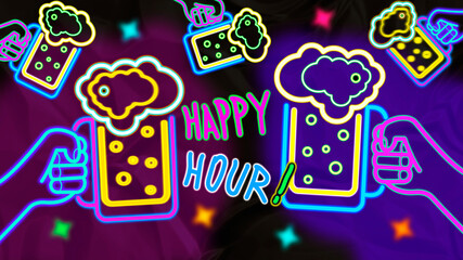 Neon light. Screensaver for the night bar of beer lovers.