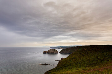 cliffs of Asturias at sunset