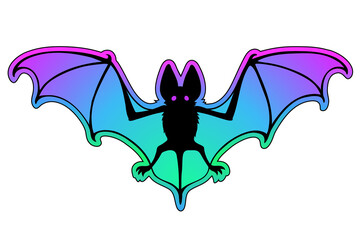 Flying bat. Stylized animal drawing