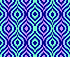 Seamless pattern. Op Art. Template for fabric or wrapping. Modern textile. Geometric. Futuristic. Stylish background. Abstract decor. Multicolor. Optical illusions. Trends. Wallpapers.	