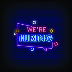 We Are Hiring Neon Signs Style Text Vector