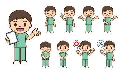 Fototapeta premium 看護師 男性 セット