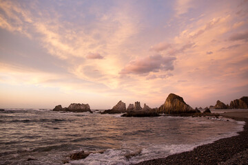 sunset at the cliff coast In Asturias
