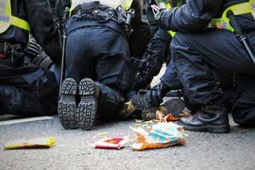 Fototapeta na wymiar Arrest made at the anti-lockdown protest London