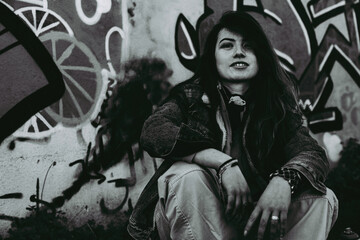 Young gay woman graffiti artist and skater