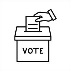 Hand voting ballot box icon, Election Vote concept, Vector illustration on white background. color editable
