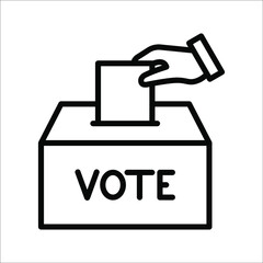 Hand voting ballot box icon, Election Vote concept, Vector illustration on white background. color editable