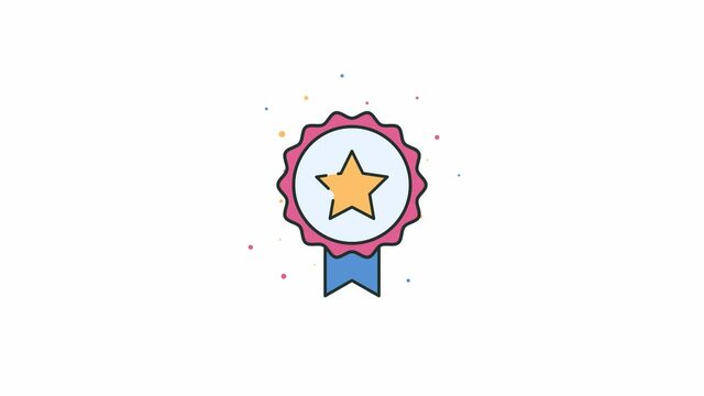 Cool simple animated achievement icon. Medal and reward icon. Shape animation. Vector animation.