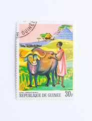 Guinea Republic Postage Stamp. circa 1968. lan the buffalo child