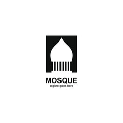 abstract mosque logo. black texture on white background. simple and unique logos. for symbols, labels, icons of Muslim companies and graphic designs. modern tower templates